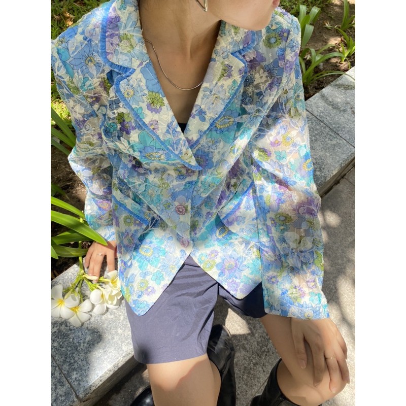 Áo blazer hoạ tiết hoa 2hand
