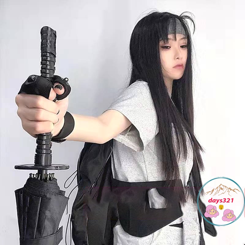 Ô dù che mưa katana che nắng cán giả kiếm nhật, ô 16 nan cực chắc chắn màu đen MSP43860