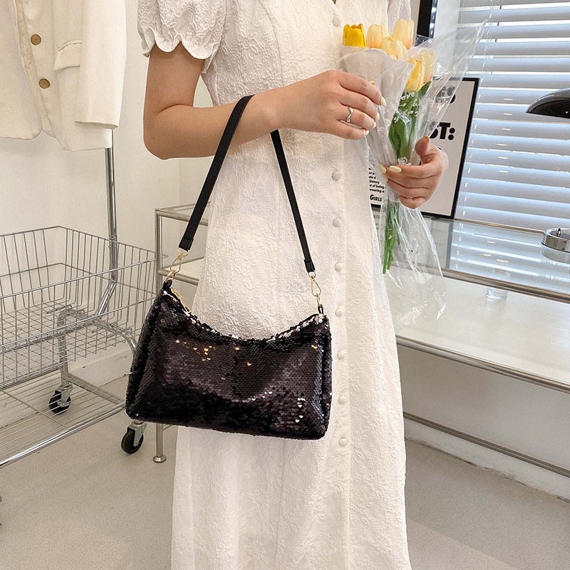 Túi Đeo Vai Đính Kim Sa Lấp Lánh Thiết Kế Đơn Giản Thời Trang