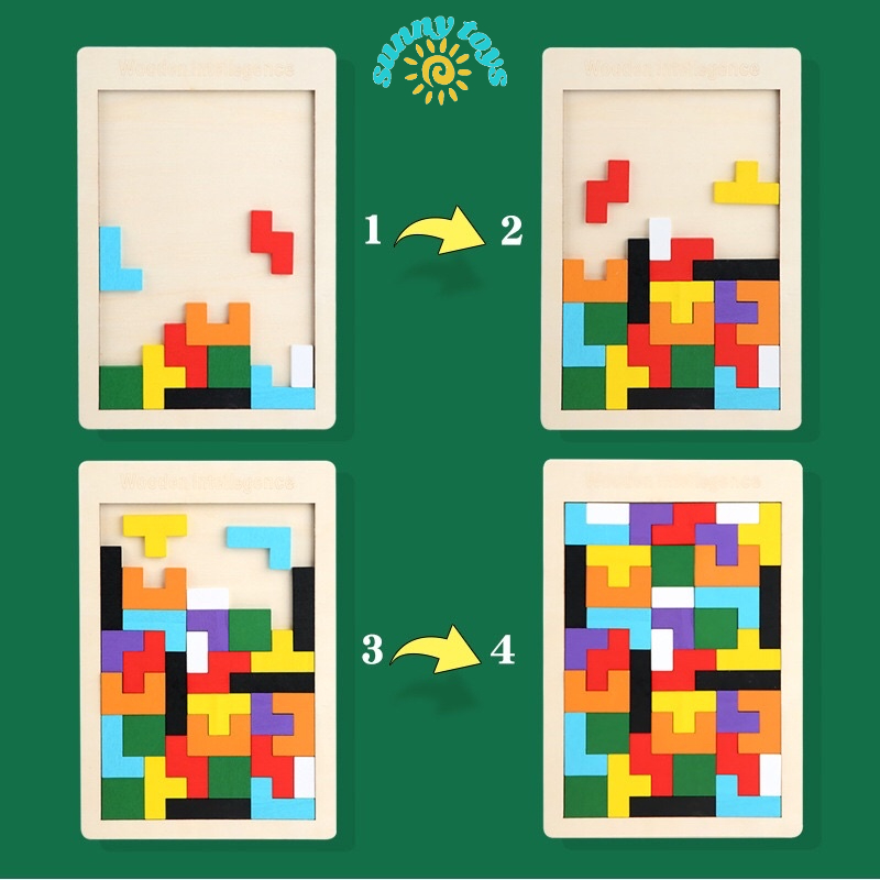 Đồ chơi xếp gạch Terris bằng gỗ- SUNNY TOYS lắp ráp thông minh ,phát triển trí tuệ cho bé