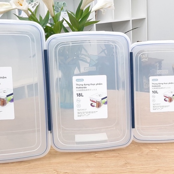 Bộ 2 Thùng nhựa thực phẩm Hokkaido Inochi 10L và 18L