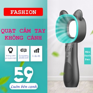 Quạt cầm tay không cánh Cute Cat. Quạt sạc pin chuẩn USB Micro có 3 tốc độ chất liệu ABS an toàn. Aone mall