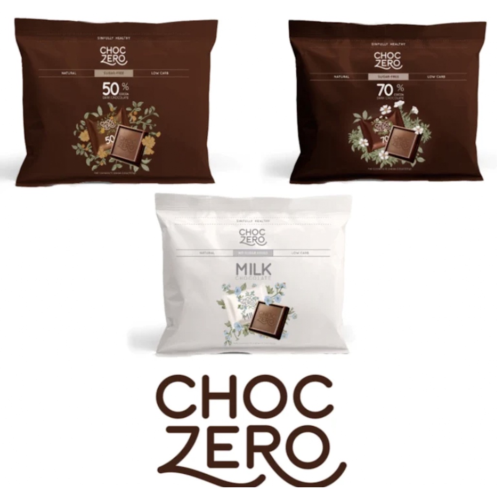 TÚI SOCOLA SỮA VUÔNG Choczero MILK CHOCOLATE SQUARES, KHÔNG ĐƯỜNG, ĂN KIÊNG Keto, Non GMO, Gluten Free, 100g (3.5 oz)