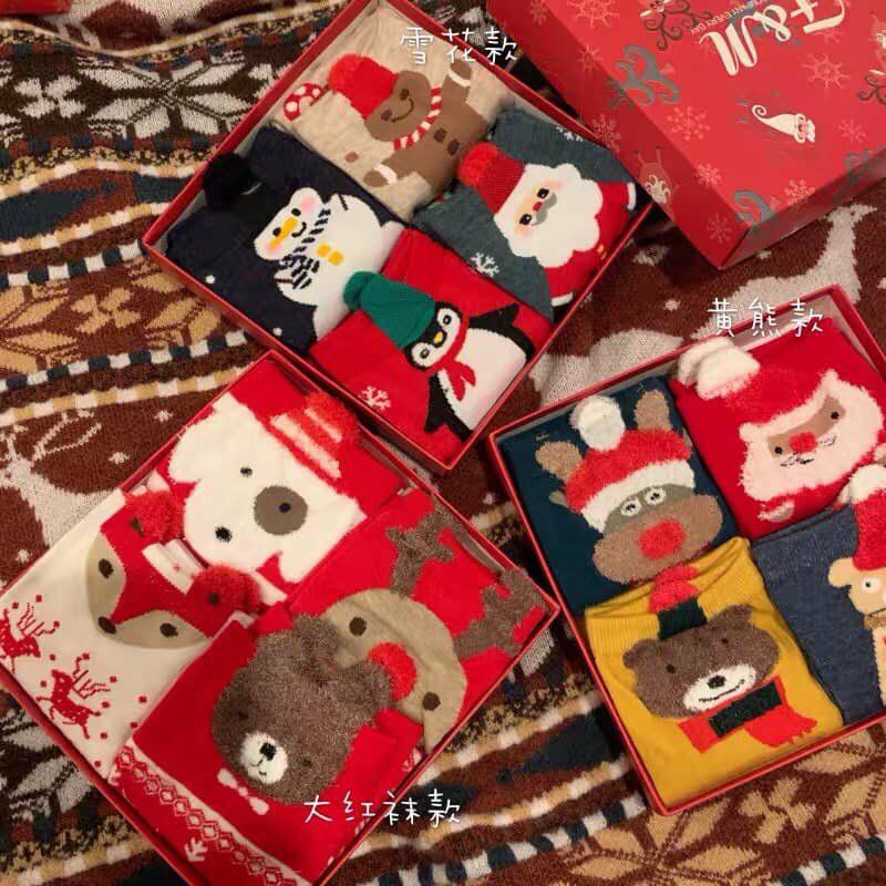 Hộp 4 tất/ vớ len cổ cao giáng sinh noel rất xinh làm quà tặng decor