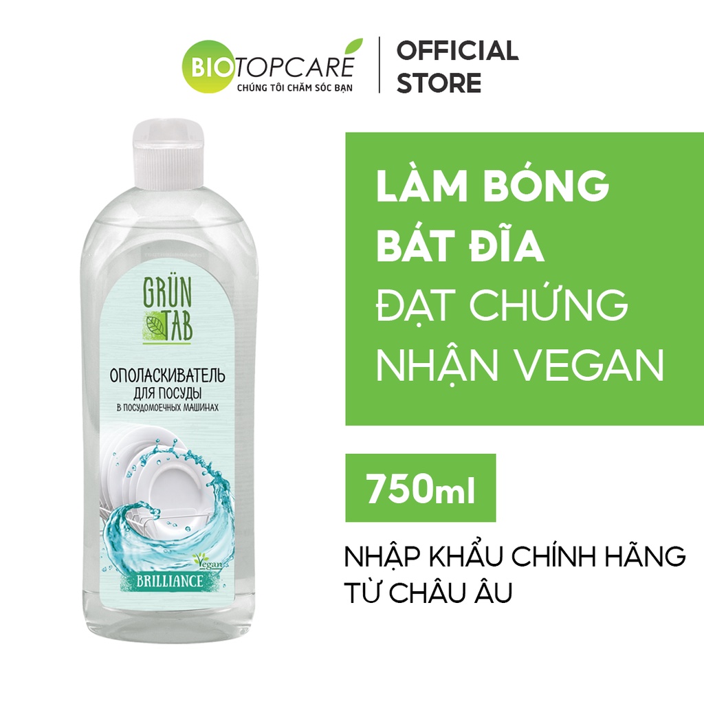 Nước làm bóng chén đĩa GRUN TAB Brilliance dùng cho máy rửa bát 750ml - BioTopcare Official