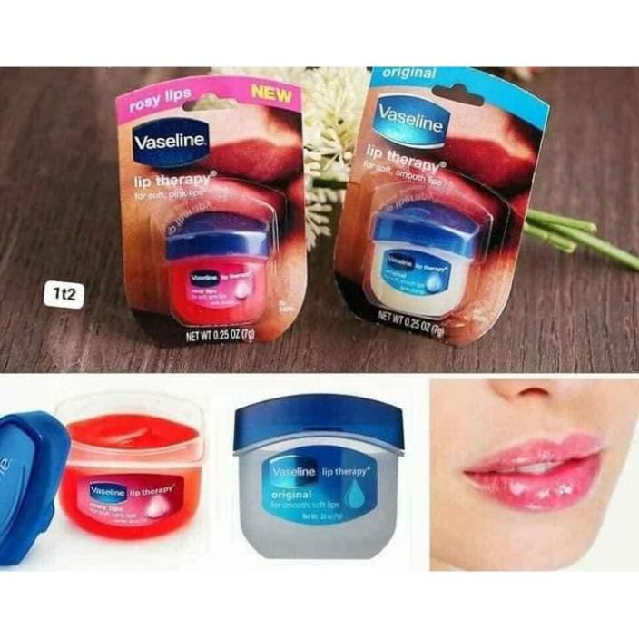 [3 Tặng 1] Sáp dưỡng môi Vaseline 7g Made in USA, dưỡng ẩm và ngăn ngừa nứt nẻ môi - Kazila