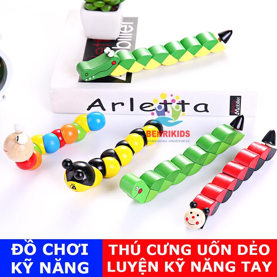 Đồ Chơi Gỗ Uốn Dẻo Hình Thú Cưng Rèn Luyện Đôi Tay Cho Bé