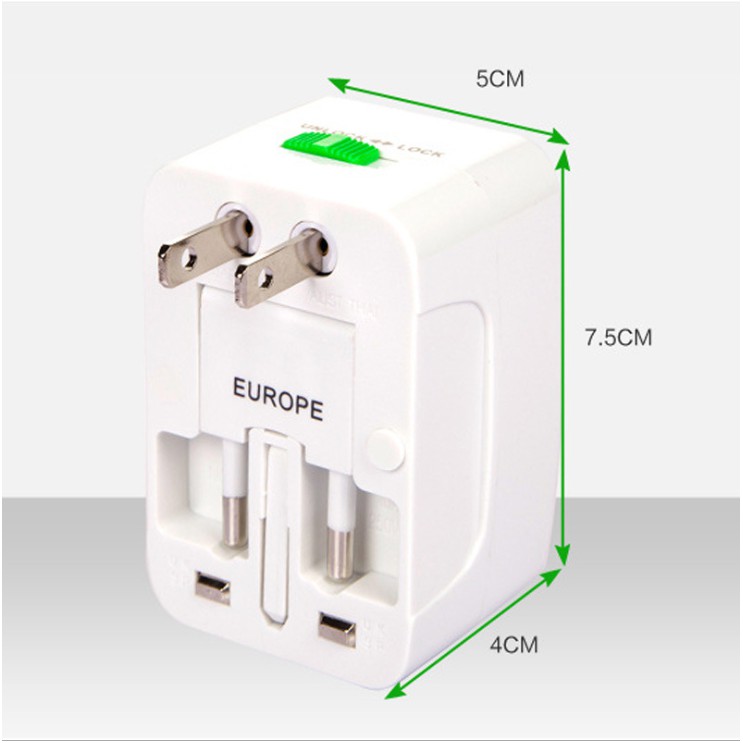 Ổ Cắm Du Lịch Đa Năng Có 2 Cổng USB - OCDL2