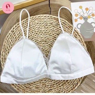 Ao bra phi bóng satin ren trơn đệm mỏng