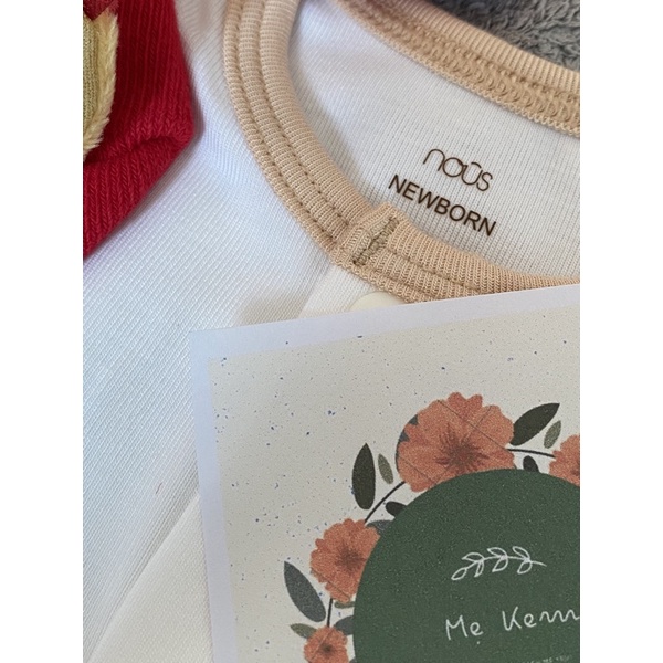 NOUS CHÍNH HÃNG - BODYSUIT HÌNH CỪU NEWBORN - BODYSUIT TRẮNG NEWBORN