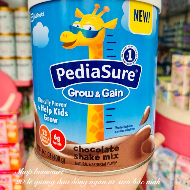 Sữa tăng cân pediasure mỹ vị chocolate cho bé từ 1-13 tuổi hộp 400g date 1/2020