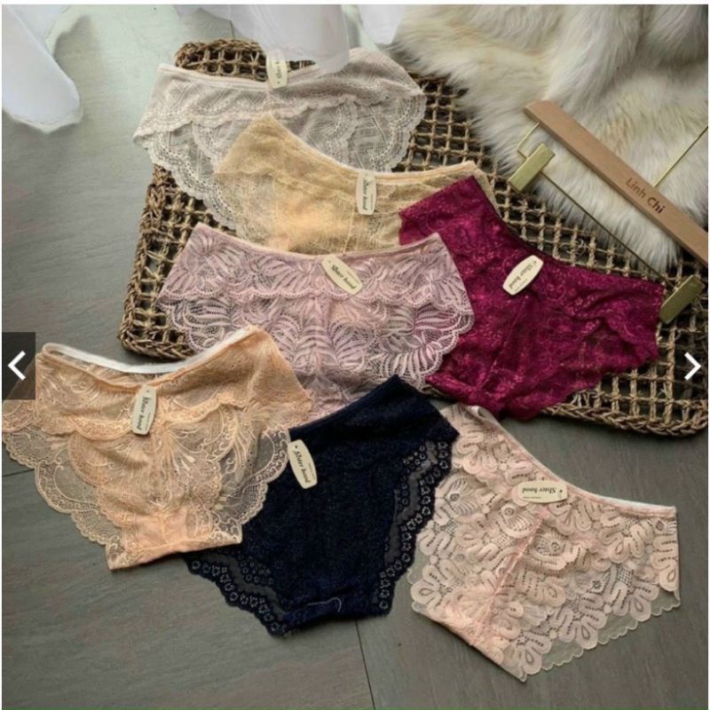 Com bo 10 quần lót phối ren thiết kế họa tiết ren xuyên thấu siêu gợi cảm sexy