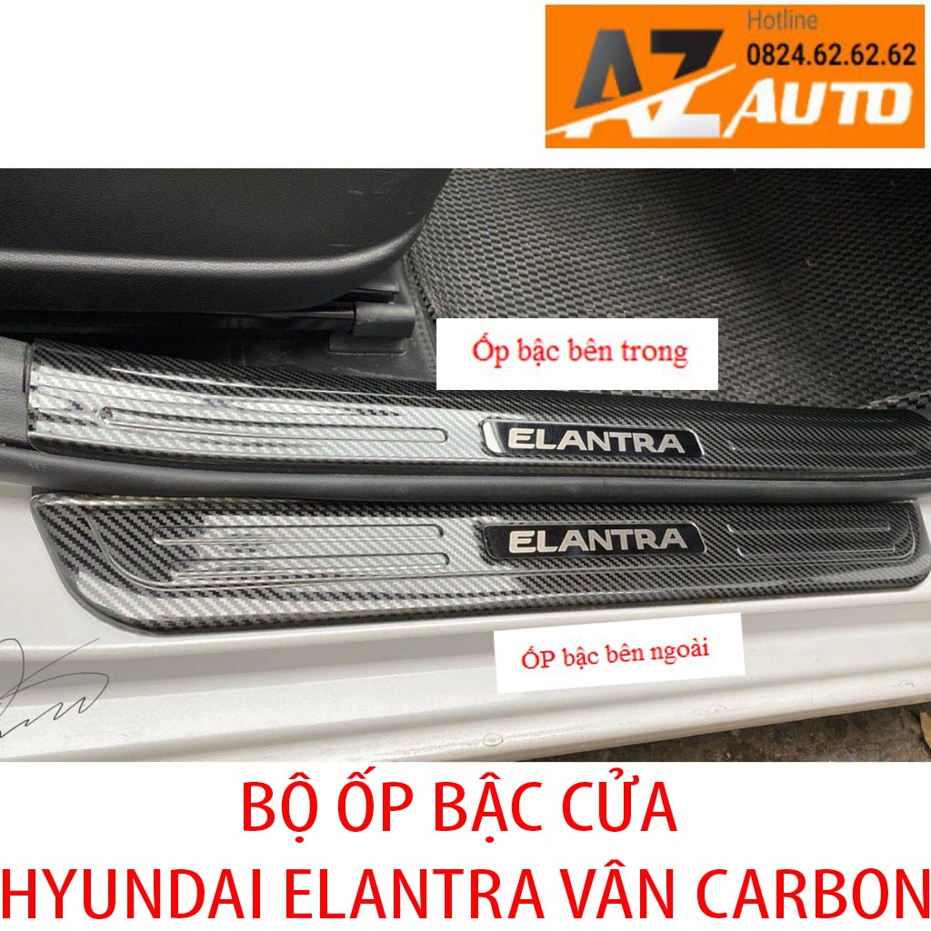 Ốp bậc cửa , nẹp bước chân Hyundai Elantra 2016-2022 mẫu vân cacbon cao cấp - hàng cao cấp