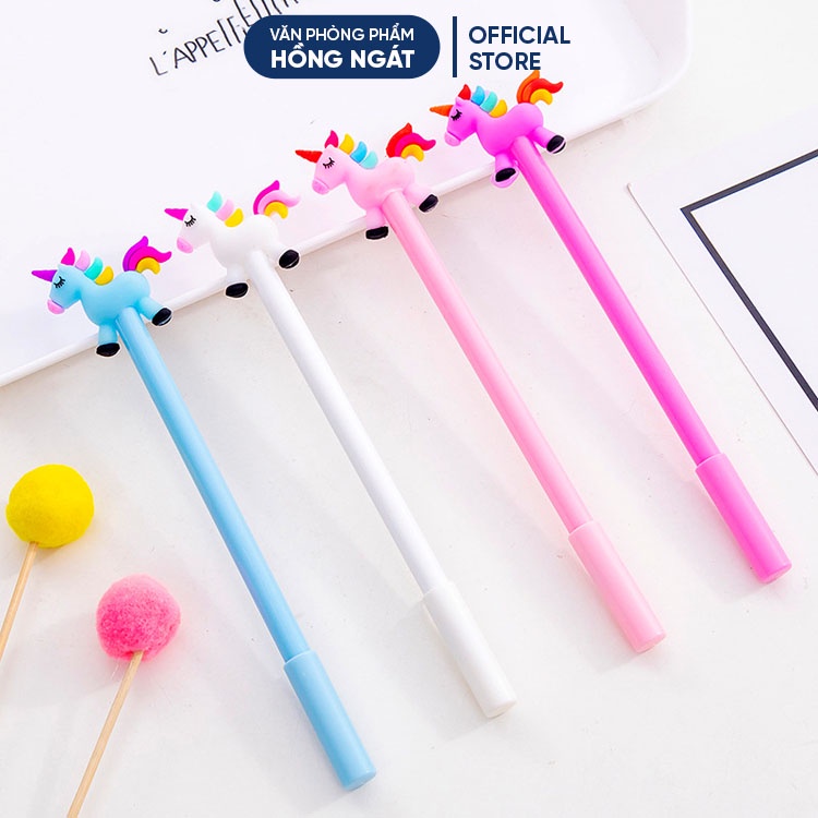 Bút bi cute hình con ngựa MS2, bút bi nước mực gel đen ngòi 0.5mm nhiều màu dễ thương đồ dùng học tập văn phòng phẩm B25