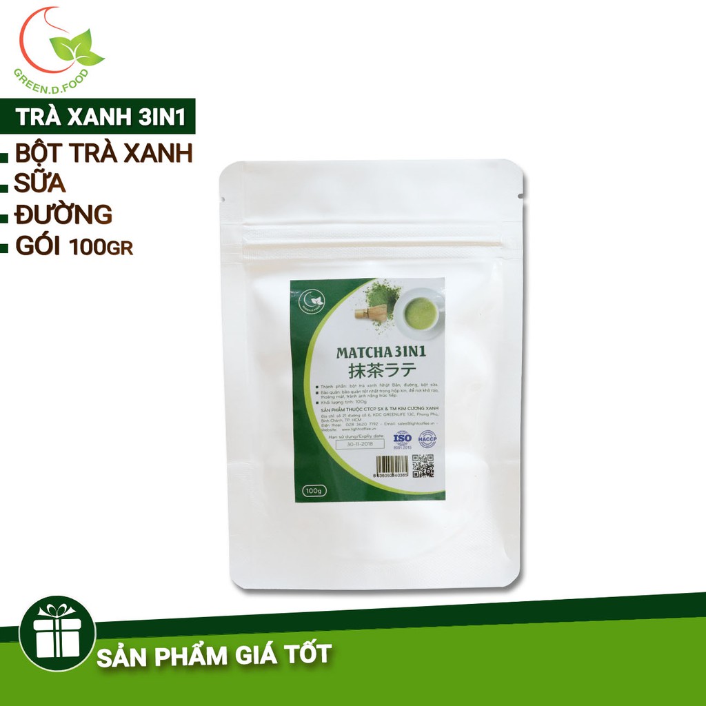 [Mã FMCGM25 - 10% đơn 150K] Combo Bột Trà xanh sữa (gói 100g + Gói 500g) GreenD Food