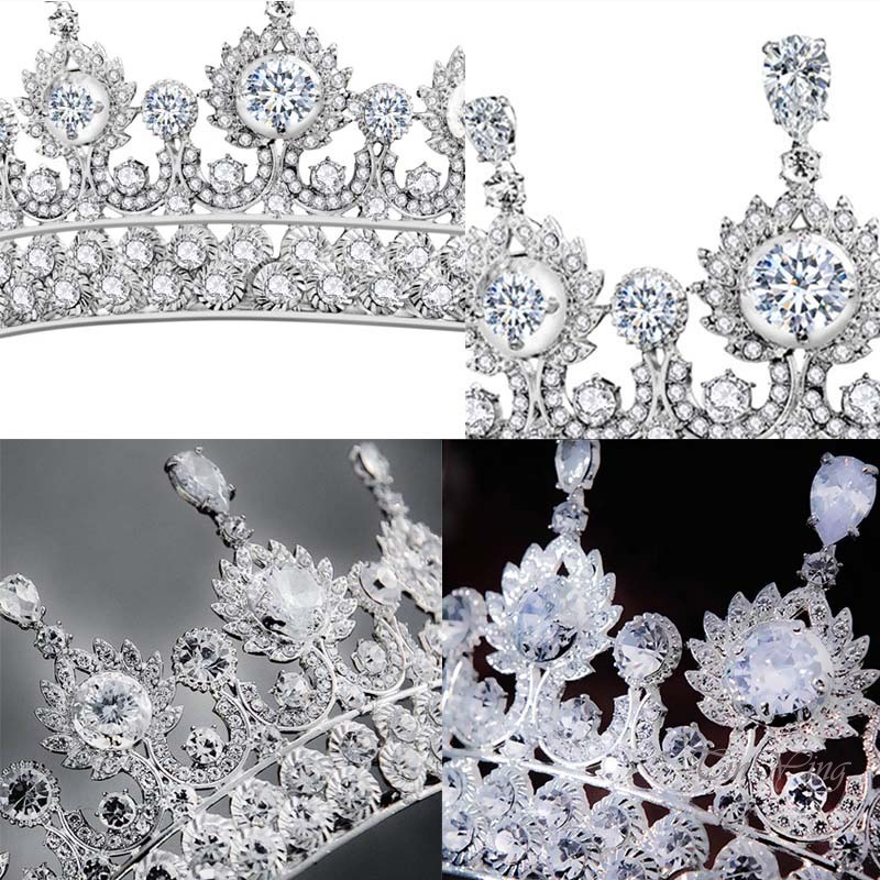 GETNOIVAS Vương Miện Hợp Kim Đính Đá Zircon Lấp Lánh Sang Trọng Cho Cô Dâu