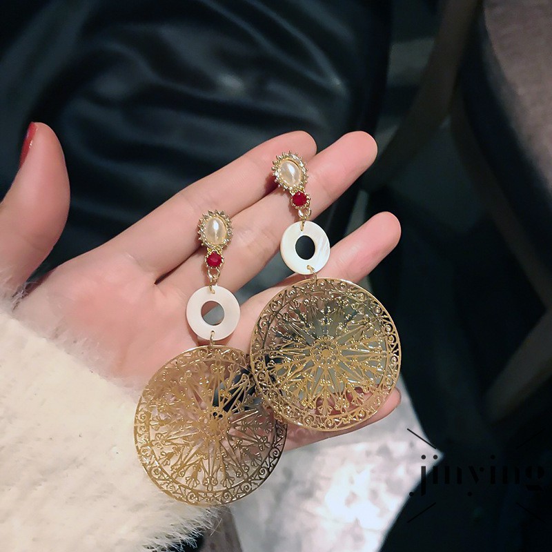 GETNOIVAS Bông tai nữ bản to thả mặt phụ kiện cá tính thời trang