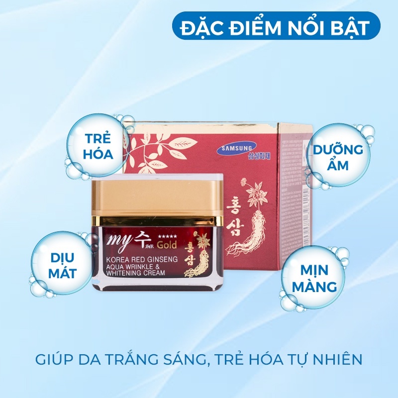 Kem Trắng Da Nhân Sâm Ngày Và Đêm My Gold Hàn Quốc Chiết Xuất Hồng Sâm 50ml Giúp Da Trắng Sáng & Căng Mịn Tự Nhiên