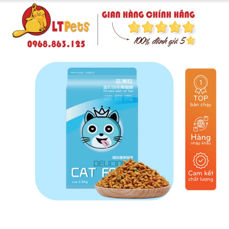 Bịch 2.5kg Hạt Thức Ăn Mèo Delicious nội địa TQ- Dành cho trại mèo, nuôi mèo số lượng lớn