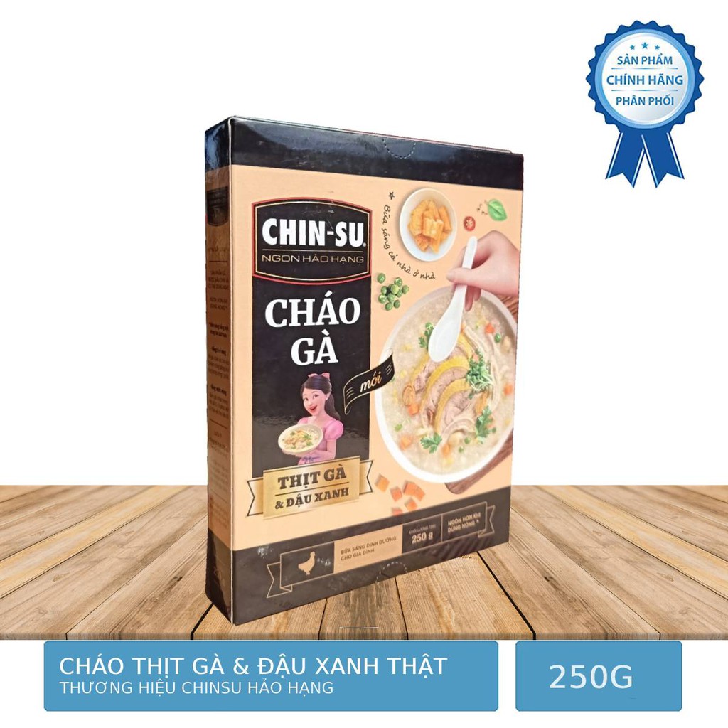 Combo 3 Gói Cháo Gà Chin-Su Hảo Hạng Thịt Gà và Đậu Xanh 250g