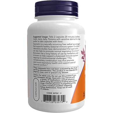 Now Foods Quercetin with Bromelain - Viên uống cân bằng miễn dịch, tăng đề kháng 120 viên