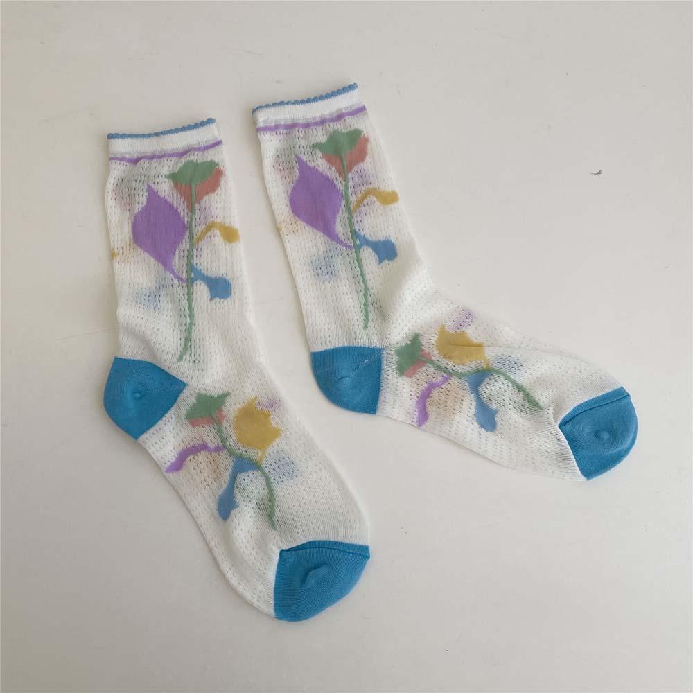 Vớ Cotton Thoáng Khí Họa Tiết Hoa Dễ Thương Phong Cách Nhật Bản Cho Nữ