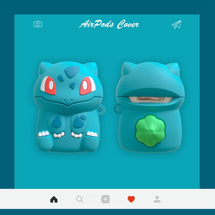 Ốp Tai Nghe - Vỏ Airpod 1/2 Hình Pokemon Cây - Case Airpods Chất Liệu Silicon Siêu Bền Bỉ