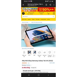 Máy tính bảng Samsung Galaxy Tab A8 Màu Xám (2022)