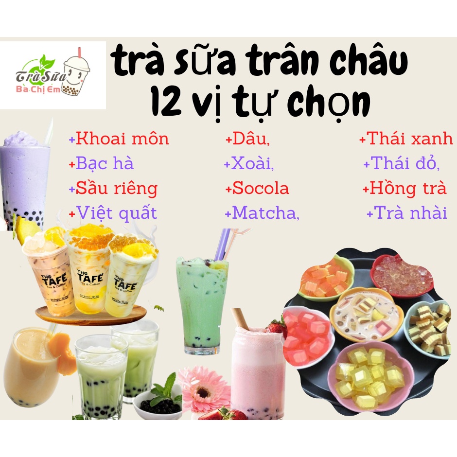 💖RẺ VÔ ĐỊCH💖 Set Trà Sữa Trân Châu 12 Vị Thơm Ngon, Béo Ngậy + Công Thức Độc Quyền