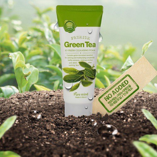 Sữa Rửa Mặt Trà Xanh Chống Oxy Hóa, Dùng Cho Da Dầu Mụn Puremind Green Tea Cleansing Foam 100ml&180ml