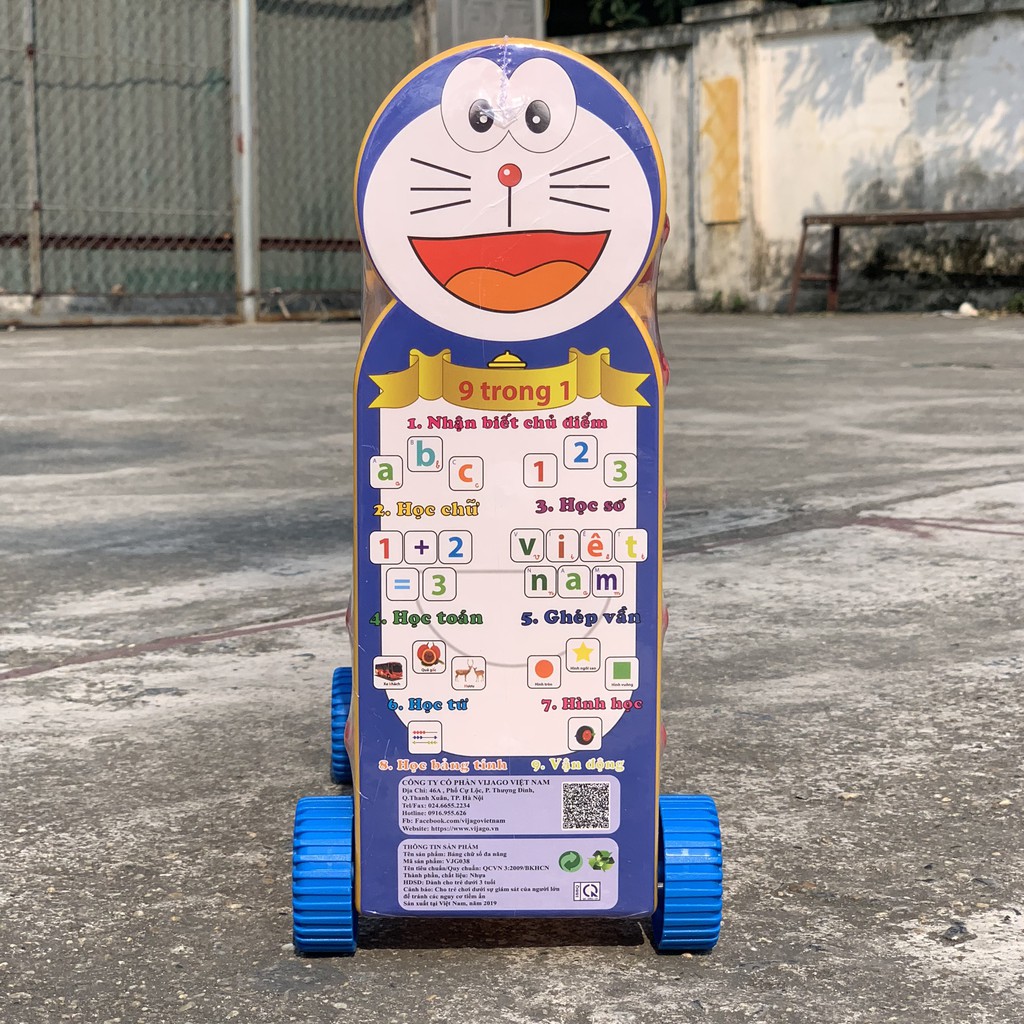 Đồ Chơi Giáo Dục Trẻ Em, Bảng Học Chữ Cái Chữ Số Đa Năng Doraemon Thiết Kế Xe Đẩy 4 Bánh Cho Bé Vừa Chơi Vừa Học