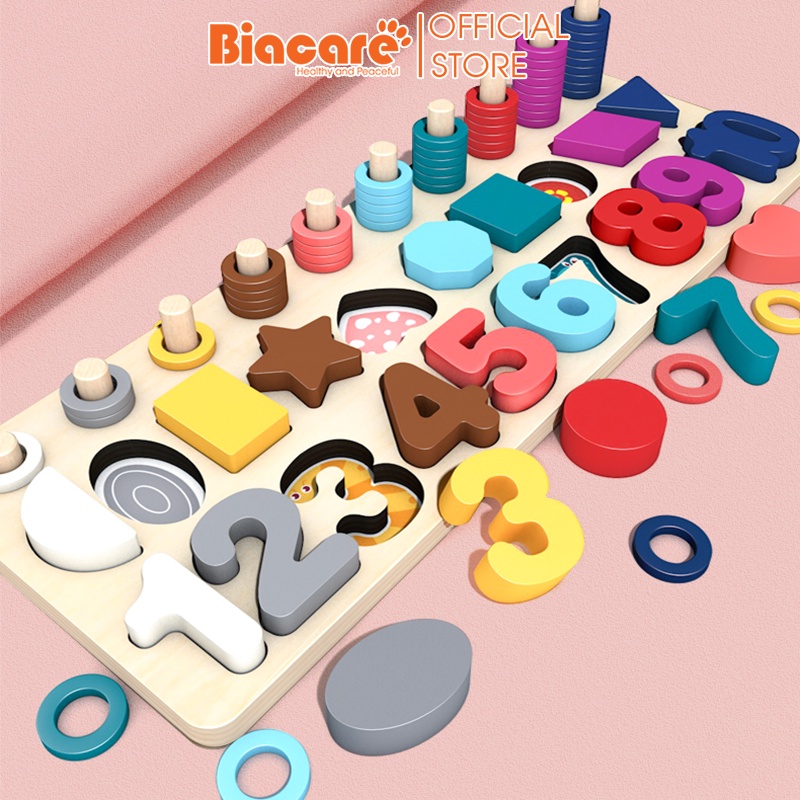 Đồ chơi bảng số thông minh cho bé, Đồ chơi gỗ phát triển trí tuệ chính hãng Biacare