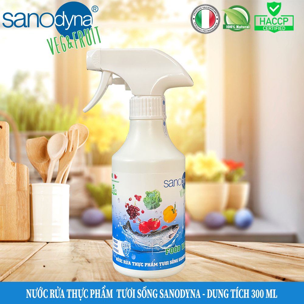 Nước rửa rau quả an toàn Sanodyna Food Wash - 100% Tự Nhiên - thương hiệu từ ITALY – Dung tích 300ml F300
