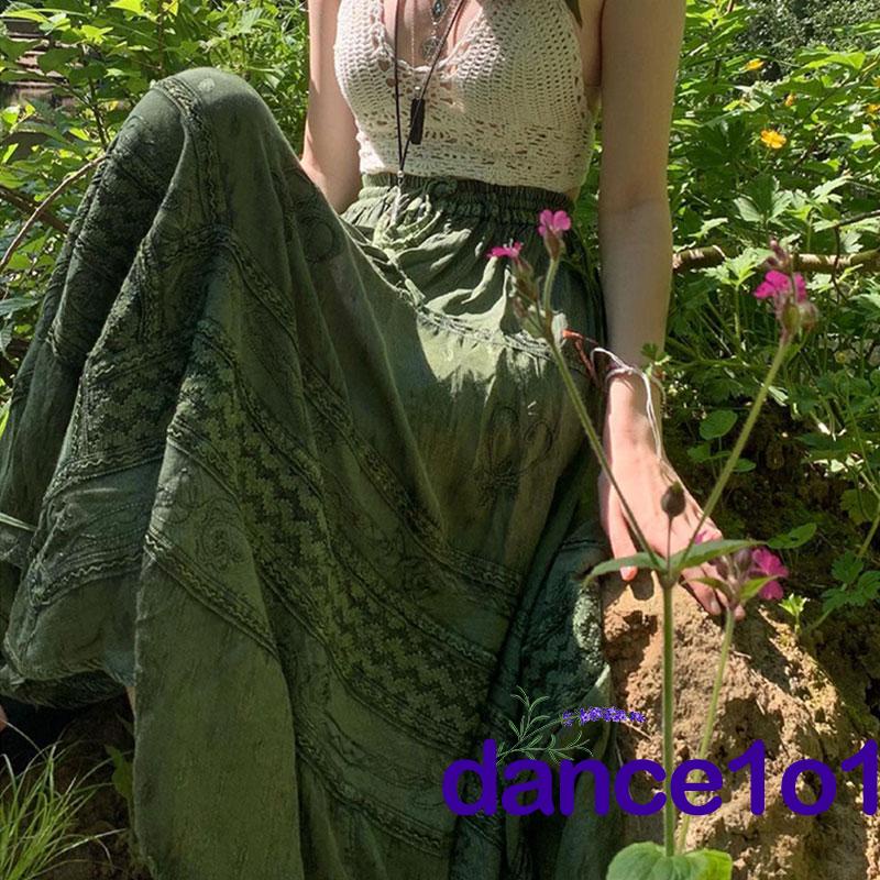 Chân váy midi cạp cao in họa tiết phong cách retro thời trang cho nữ