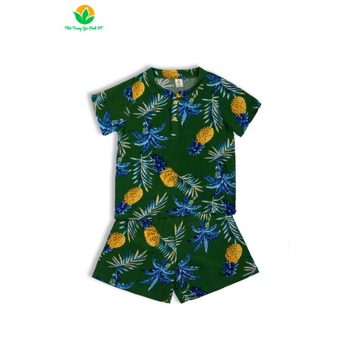 Bộ mặc nhà bé trai mùa hè Việt Thắng, quần đùi áo cộc tay, chất Lanh - B63.2209