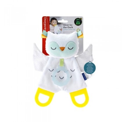 Đồ Chơi Vải Kiêm Gặm Nướu Hình Chú Cú Phát Sáng Trong Bóng Tối Infantino - Glow in the Dark Cuddle &amp; Teether Owl