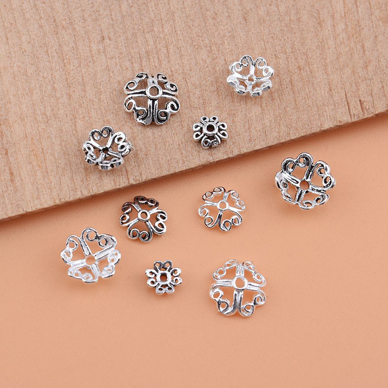 Charm ốp đá một mặt hoa trái tim - Charm Bạc 925 - Mã CA076