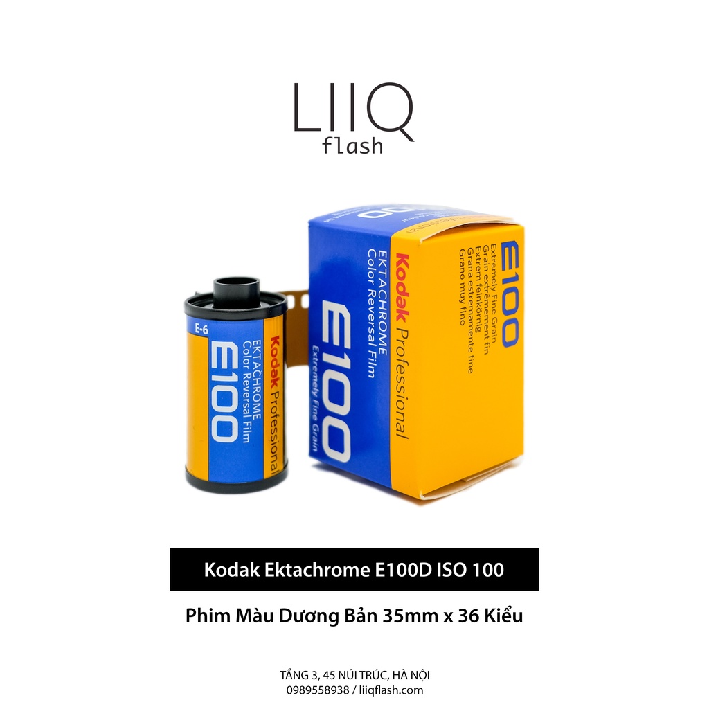 Phim Kodak Ektachrome E100D ISO 100, Màu Color Reversal, 135/35mm x 36 Kiểu, In Date Cho Máy Chụp Ảnh Film - LIIQ Flash