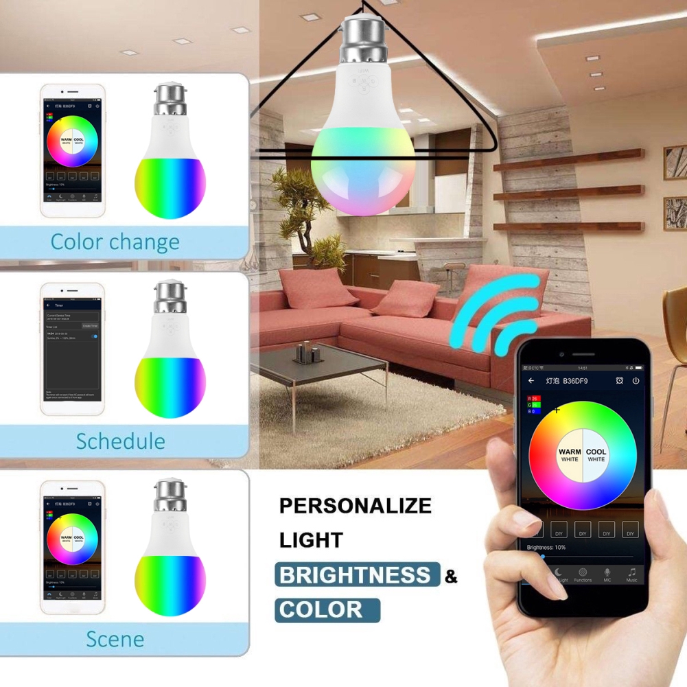 Bóng đèn LED RGB tiết kiệm điện thông minh kết nối wifi chuyên dụng