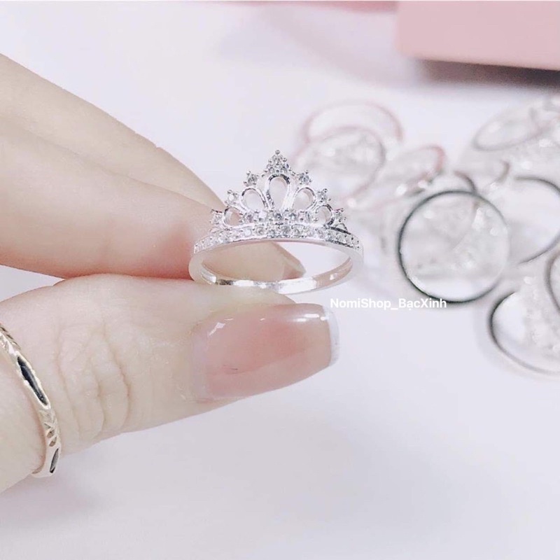 Nhẫn bạc Vương miện công chúa xinh xắn, đẹp mê ly Mainomi Shop Bạc Xinh