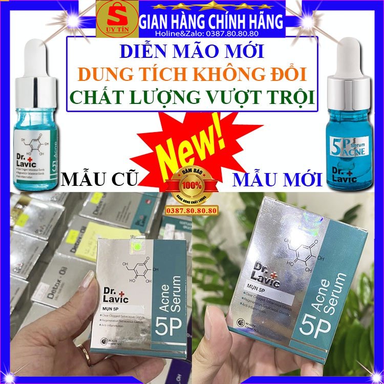 Tinh chất serum chấm mụn thâm trắng da tốt 5P dr.lavic 5k step 2 cho da dầu mụn khô nhạy cảm mụn đầu đen ẩn viêm nam nữ