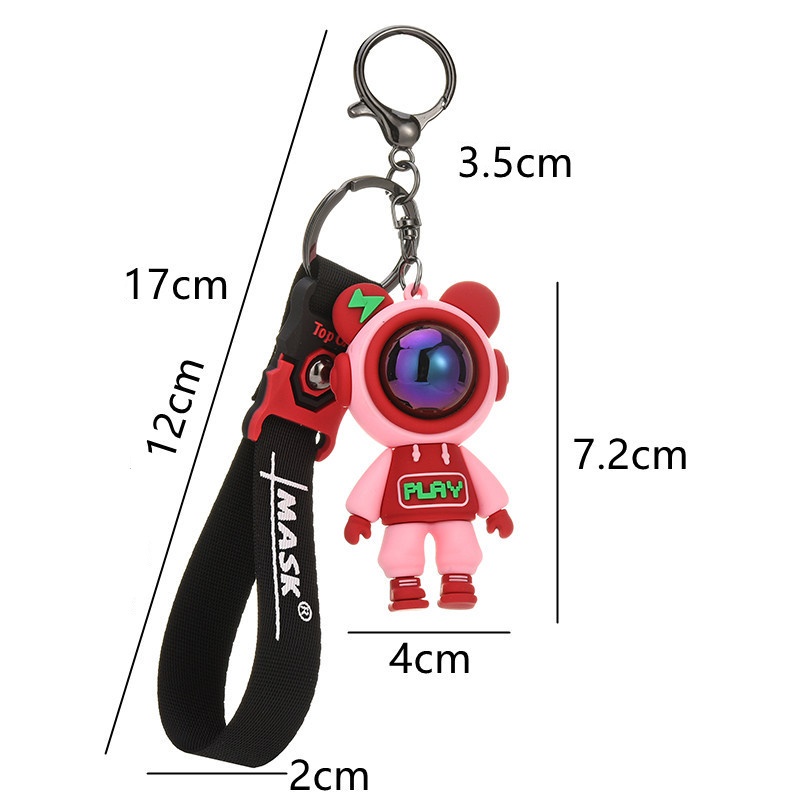Móc khóa phi hành gia hình gấu hoạt hình dễ thương sáng tạo hot trends astronaut keychain