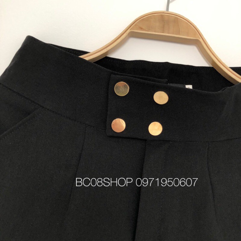 Quần Tây Baggy Nữ màu Đen lưng cao 4 nút Basic BC099