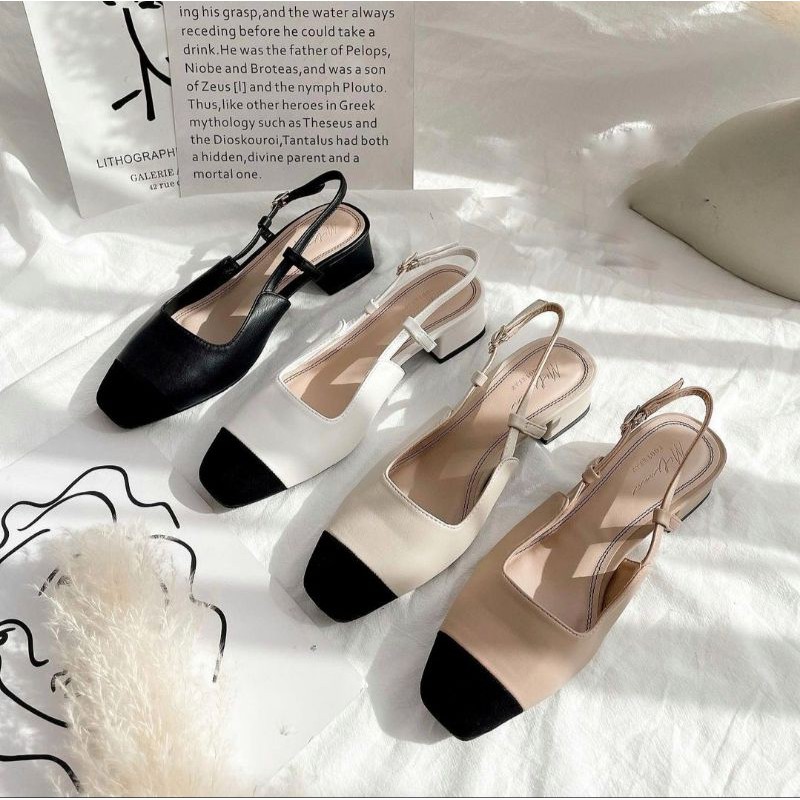 Giày nữ dáng slingback thanh lịch gót cao 5cm