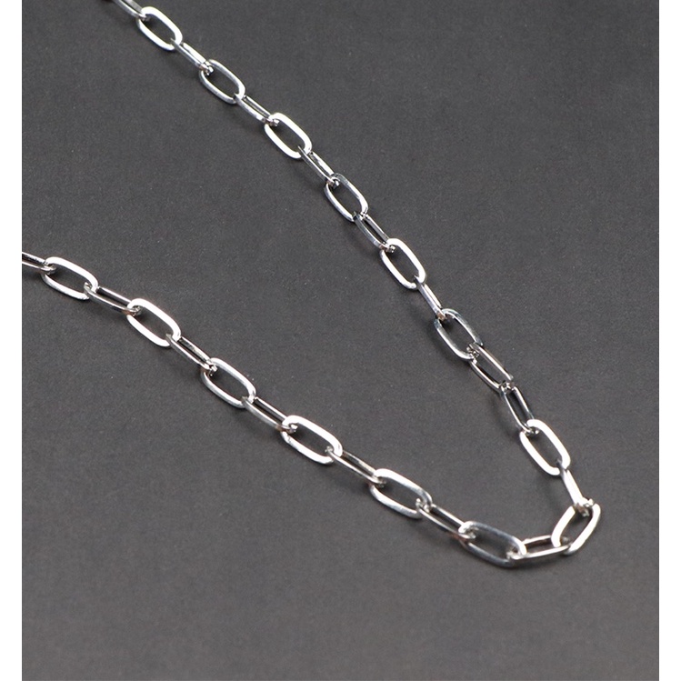 Vòng Cổ Mắt Xích Dẹp 5mm Phong Cách Hiphop Thép Titan Không Gỉ