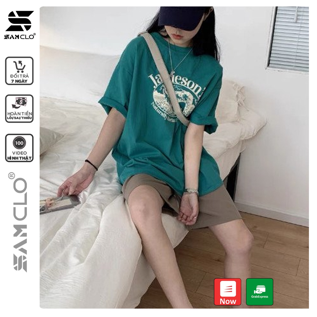 Áo thun tay lỡ nữ SAM CLO freesize phông form rộng dáng Unisex - mặc cặp, nhóm, lớp in chữ JAMIESON'S