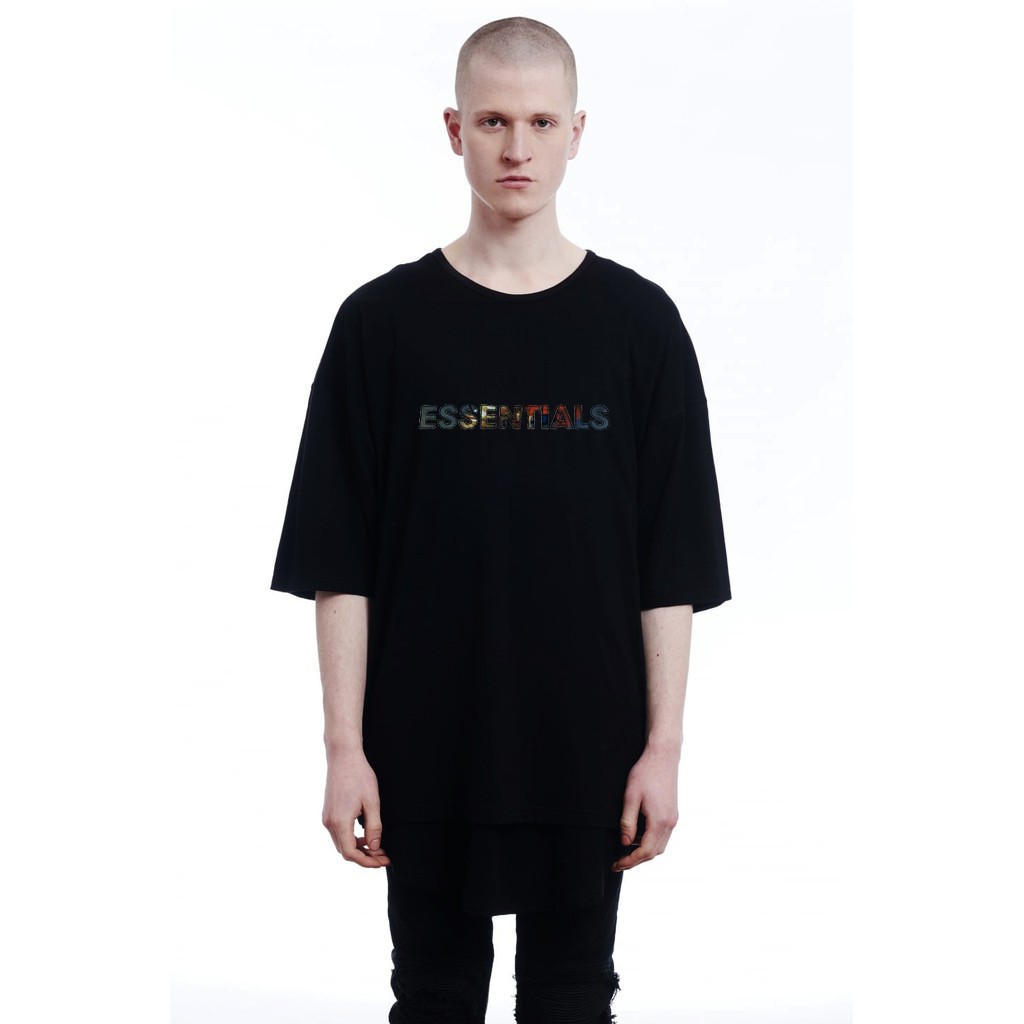 Áo thun tay lỡ ESSENTAIL logo đa sắc UNISEX BASIC , áo phông cotton nam nữ unisex. MIKE UNISEX STORE