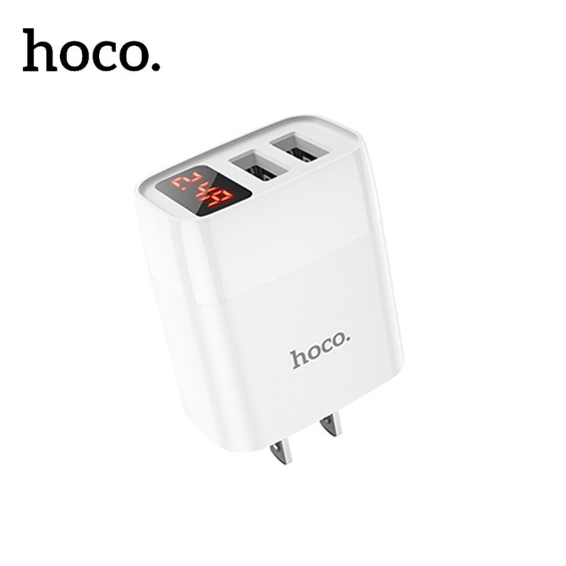 Củ Sạc Hoco C86 gồm 2 cổng USB với đèn LED hiển thị điện áp, công nghệ MỸ dòng áp 5V-2.4A max 12W - Chính Hãng Hoco