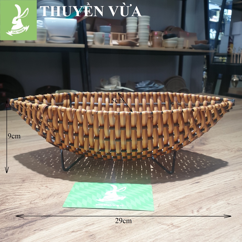 Thuyền Nhựa Giả Mây Tre 3 Kích Thước Decor Quán Ăn, Nhà Hàng