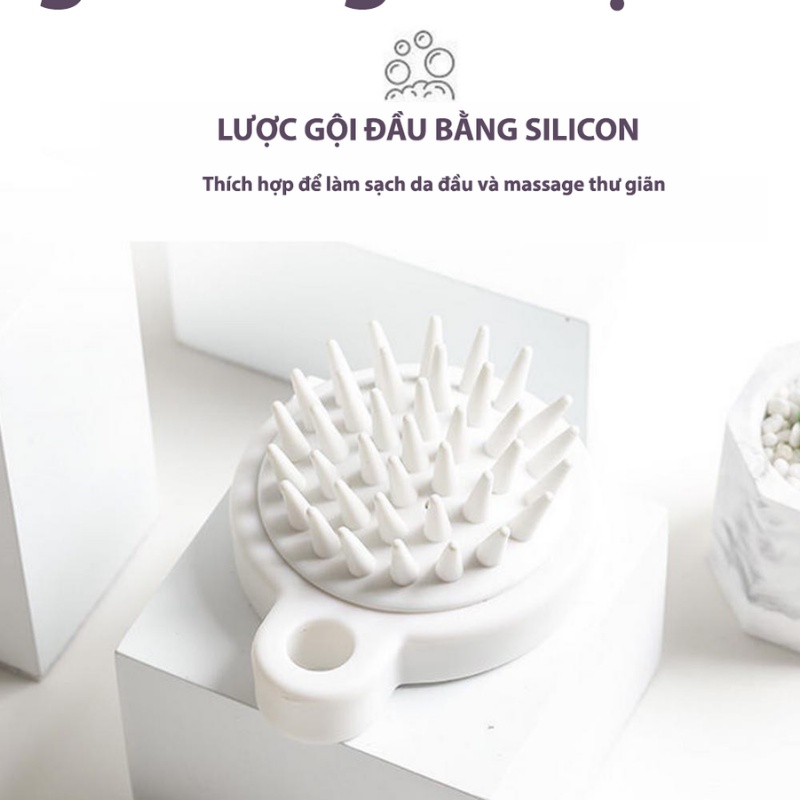 Lược gội đầu silicon Muji Nhật,massage da đầu,giảm stress và kích thích mọc tóc